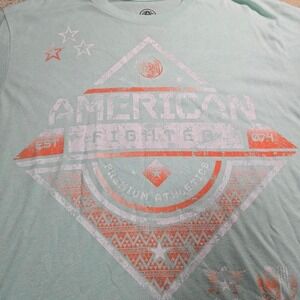 American Fighting Tee - light blue & red streetwear tee